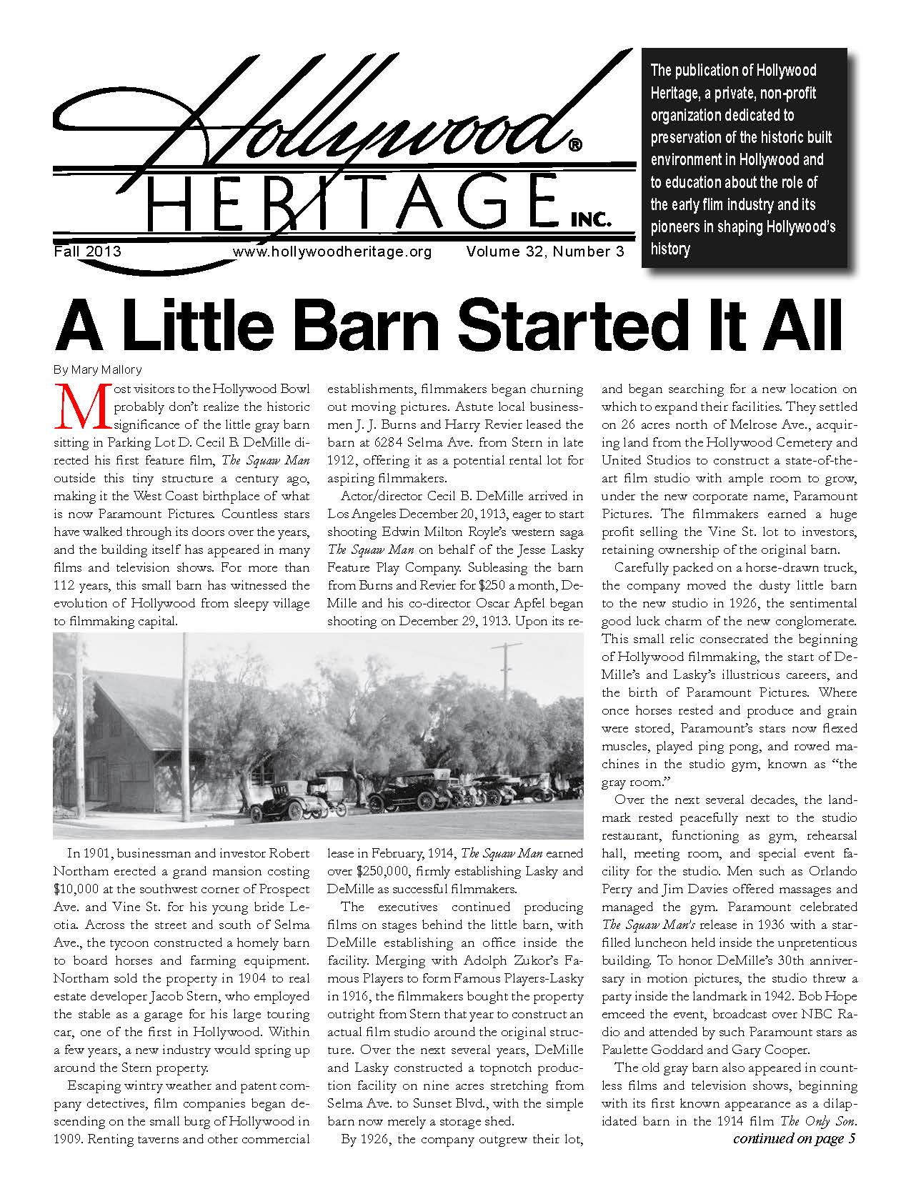 Hollywood Heritage Newsletter
